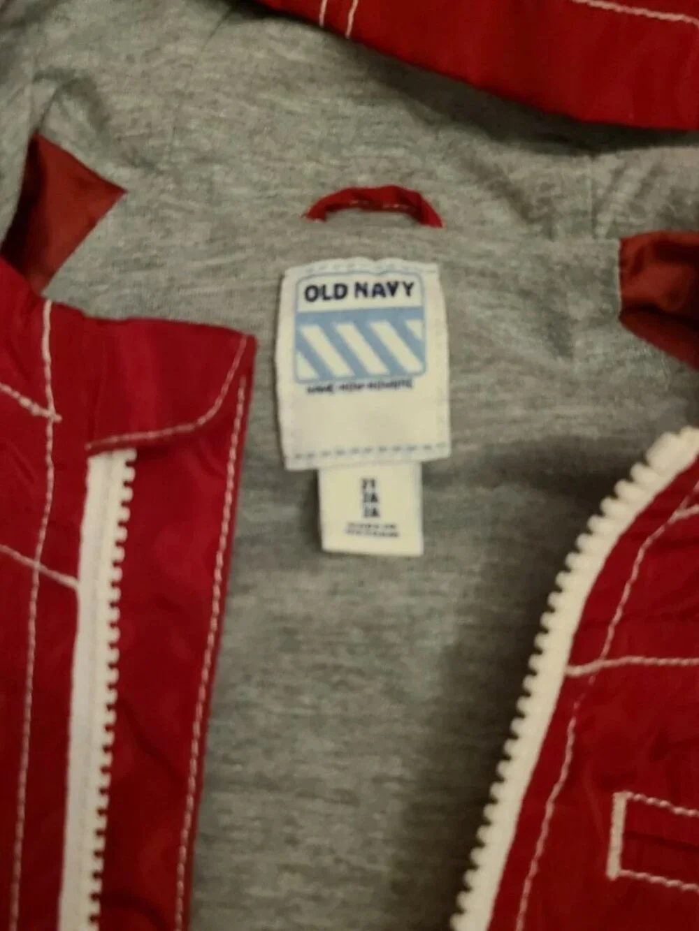 Old Navy infant boys size 2T red zippered windbreaker hooded